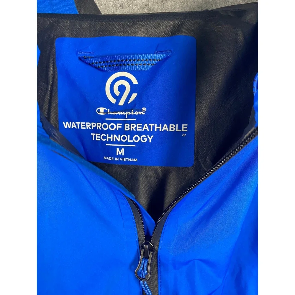 Champion‎ C9 Mens Blue Waterproof Breathable Hooded Rain Jacket Size M